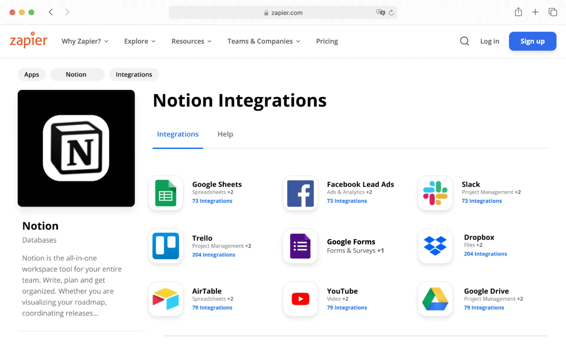 Here’s where you can access Zapier’s connection.