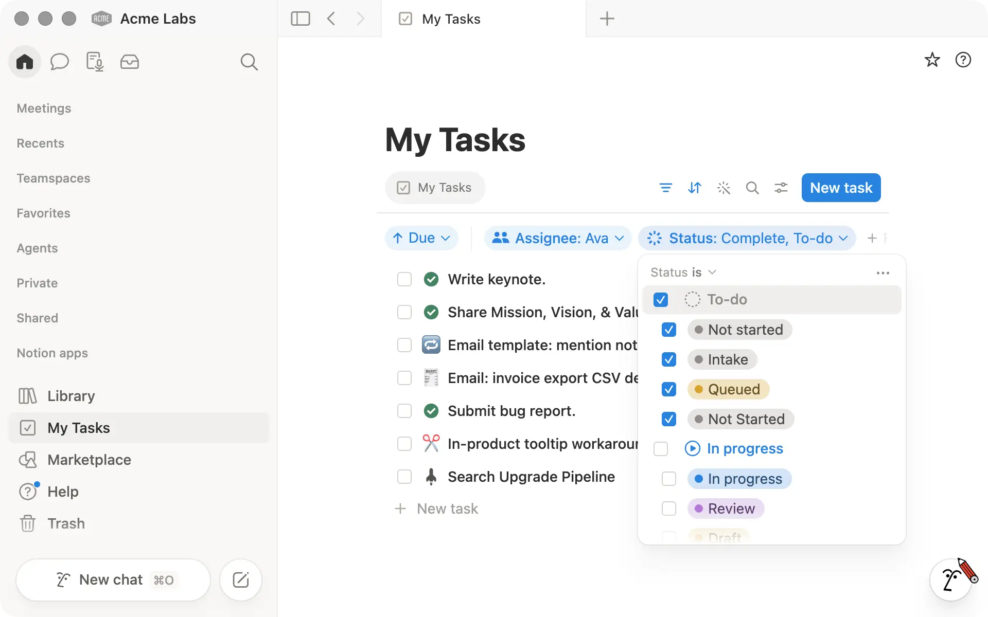 Adjust filters if you want to see tasks assigned to anyone else on your team.