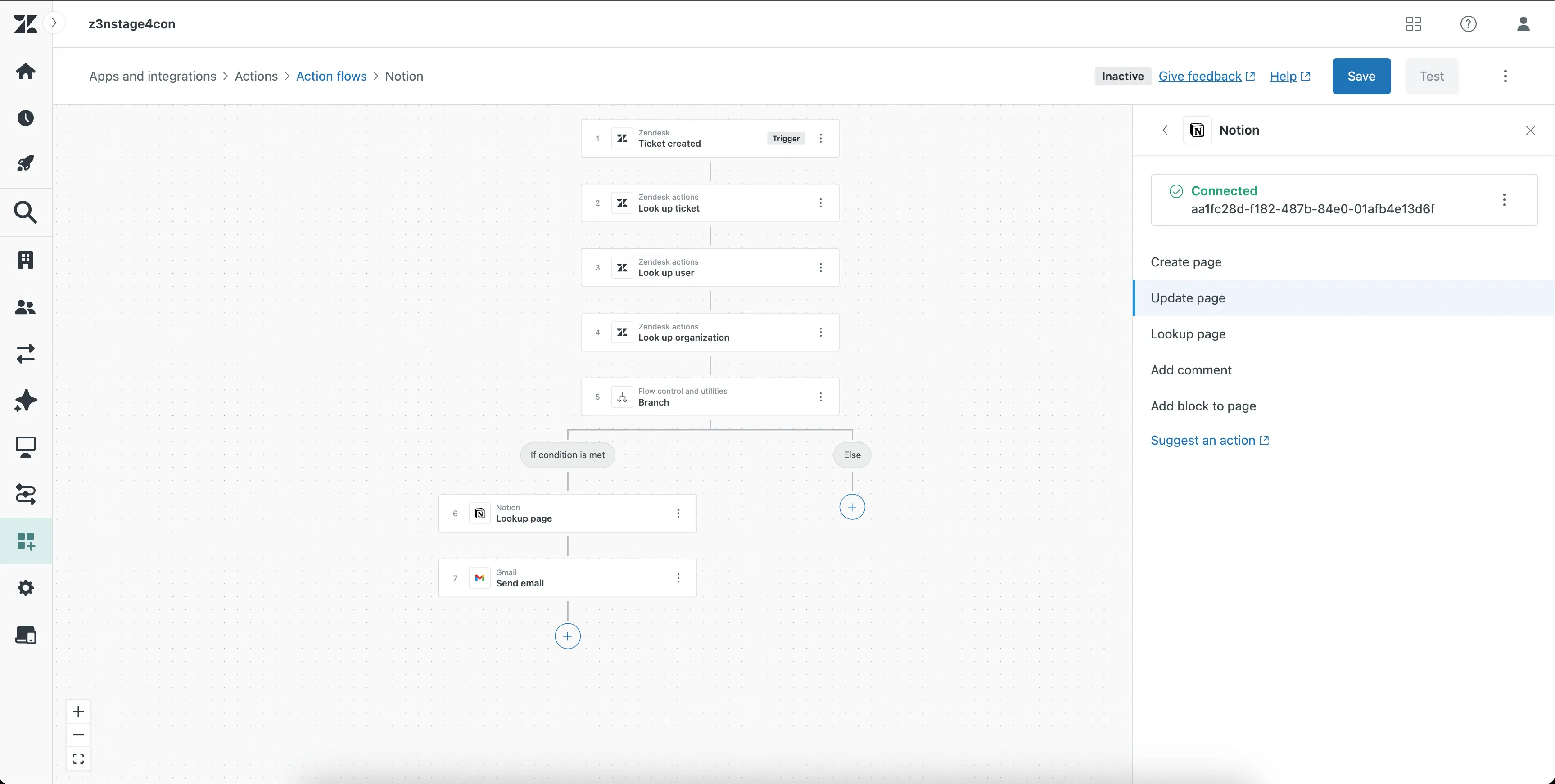 The Zendesk + Notion connector lets you automate workflows, create new pages, add comments and more